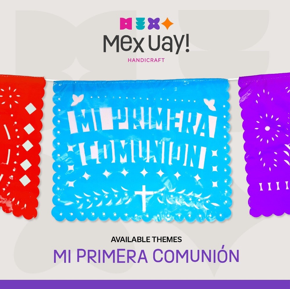 Primera Comunion Banners~ 3Pack 18ft each Banner-Plastic Papel Picado Multicolor