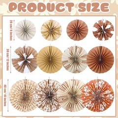 12 Pcs Boho Classroom Hanging Paper Fans 8» 12» 16» Boho Classroom Decorat…