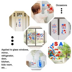 7 Sheets Patriotic Window Gel Clings American Flag Stars I Love USA Window Jelly