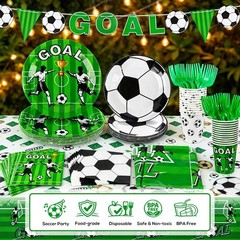 World Cup Soccer Party Decorations – 123PCS Set for 24, Plates, Napkins, Banner