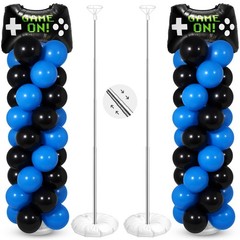 2 Set Video Game Balloon Column Stand Kit with Game Controller Foil Latex Bal…