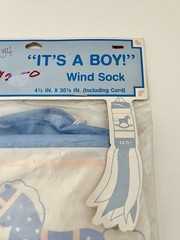 Vintage Hallmark Windsock “It’s A Boy” Baby Shower Announcement Nylon 4.5”x30”