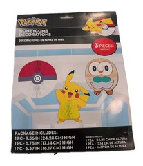 Pokemon Poke Ball Pikachu Hanging Honeycomb Decor 3 Pc