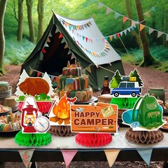 Camping Honeycomb Centerpiece,9 Pcs Camper Table Centerpieces Camper Decoration