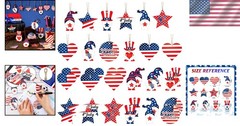 24 Decorative Wooden Gnome Ornaments for 4th of July & Memorial Day Celebrations