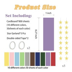 Macaron Pastel Chain & Mirror Star Garland Kit with Double-Sided Tape, Pre-Cu…