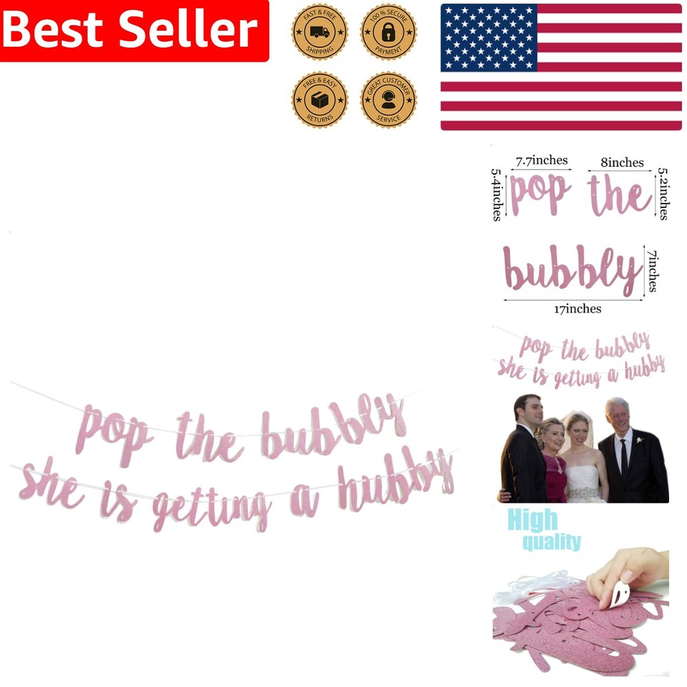 Hen Party Banner Rose Gold Glitter Pop Bubbly Girls Night Out Celebration Decor