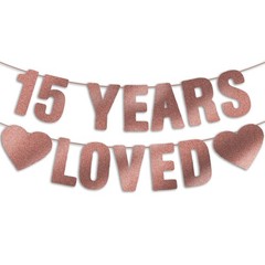 15th Birthday Party Decorations for Girls, Pre-Strung 15 YEARS LOVED Banner -…