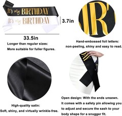 Elegant 2 Pack Birthday Sashes for Men and Women with Gold/Rose Gold Lettering