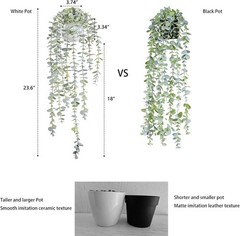 Decorative Hanging Plants for Shelf, Faux Ivy Eucalyptus Small, Light Green