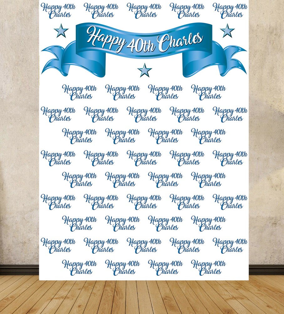 Mens HUGE Birthday Banner Name Age Backdrop Scene Setter Graphic Print Photo