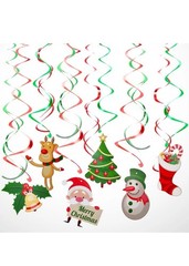 Christmas Hanging Swirls Strings Xmas Party Decoration Ceiling Wall Spiral Santa