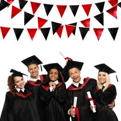 Red Black Party Decoration Metallic Fabric Triangle Pennant Banner