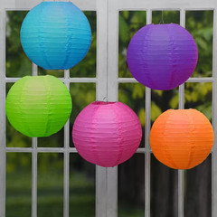 10 In. round Multi Color Paper Lanterns (5-Count)