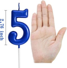 Blue Birthday Candles 5 Candle 5th Five Years Cake Bady Roman Number 5,
