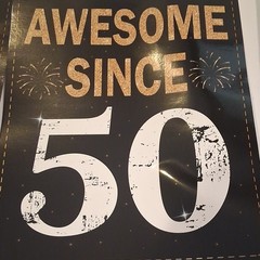 Happy 50th Birthday Party Backdrop Banner 12pcs 11×14 in Black Gold White