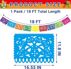 18 FT Cinco De Mayo Party Decorations, 1 Pack Fiesta Banner with 9 Colorful
