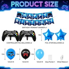 Video Game Birthday Decorations for Boys,Game Party Decoration with Blue Blac…