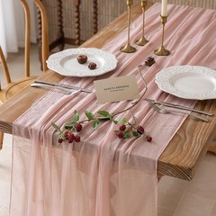 Dusty Pink Table Runner Cheesecloth Gauze Rustic 120 Inch 10 FT for Wedding