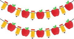 VILIFEVER 2 Pieces Pencil Apple Banner Garland Back to School Decorations | Firs