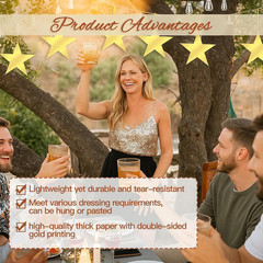Gold Star Cutouts,50Pcs Star Cutouts, 6″ Double Printed Paper Stars,Cardboard fo