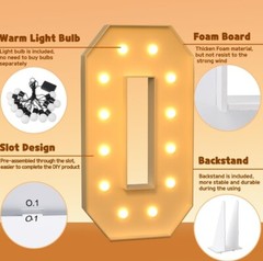 imprsv 4FT Marquee Light Up Big Letter O Birthday Decorations DIY Party