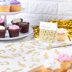 Clovercrafts 50 X Gold Glitter Musical Note Confetti – Music Theme Birthday Part