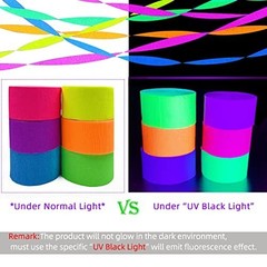 600 Ft Glow Crepe Paper Streamers Neon Decorations Blacklight Party Supplies