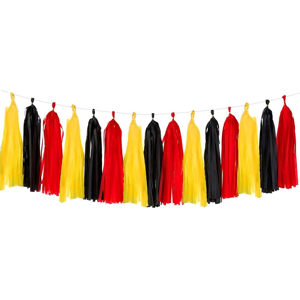 AIM & GGKK Black,Red and Yellow Tassel Garland Banner Tissue Paper Tassels fo…