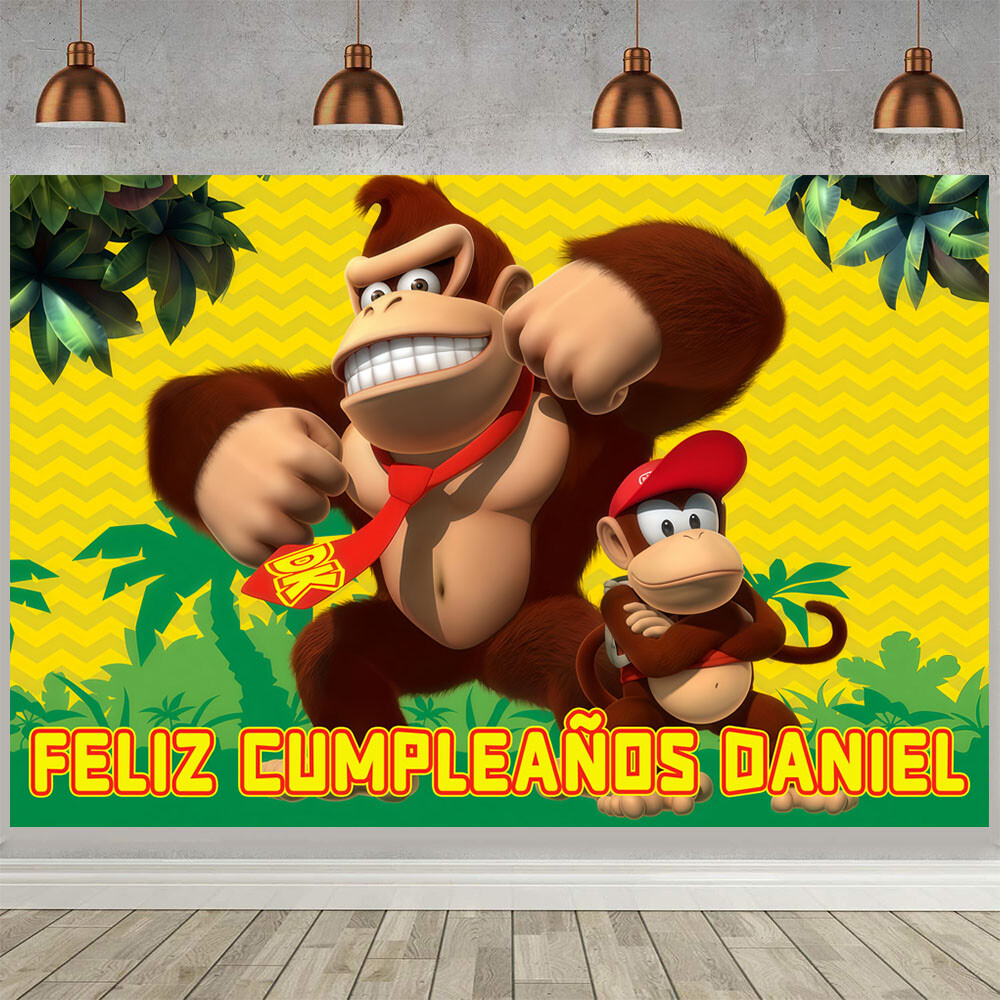Donkey Kong Personalised Custom Banner Backdrop Party Supplies 5x3FT