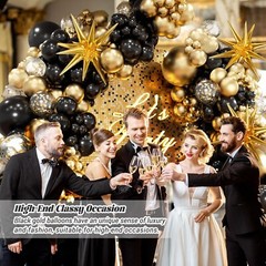 FOTIOMRG Black and Gold Balloons Garland Arch Kit, 5 10 12 18inch Black Gold …