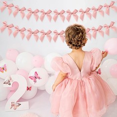 2pcs Bow Garland Banner, Ribbon Bow Party Decorations for Baby Shower Girls B…