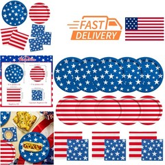 Disposable Paper Plates and Napkins American Flag Design for Veteran Day Events