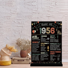 70Th Birthday Party Decorations, Colorful Vintage 1956 Poster Acrylic Sign with