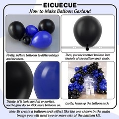 Blue and Black Balloon Arch Kit – 154Pcs 5 10 12 18 inch Royal Blue and Black…