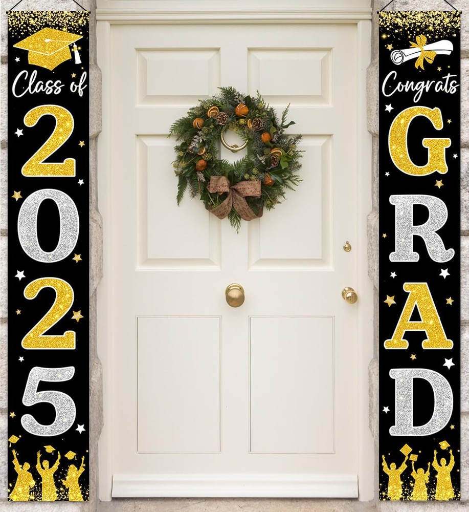 2025 Graduation Banner Class of 2025 Congrats Grad Porch Sign Party Decorations