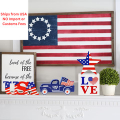 4th of July Decor Patriotic Decorations 6.29×2.48 inches, red, white, blue