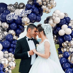 Navy Blue and Silver Balloon Garland Arch Kit, Royal Blue Metallic Silver Whi…