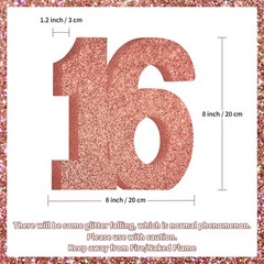Rose Gold Sweet 16th Birthday Table Centerpiece Number 16 Topper Decor Sign