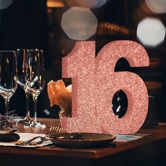 Rose Gold Sweet 16th Birthday Table Centerpiece Number 16 Topper Decor Sign
