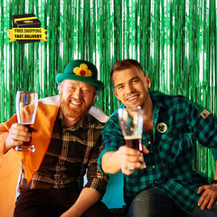 2 Pack Green Streamers Backdrop Jungle Party Decorations Foil Fringe Backdrop Cu