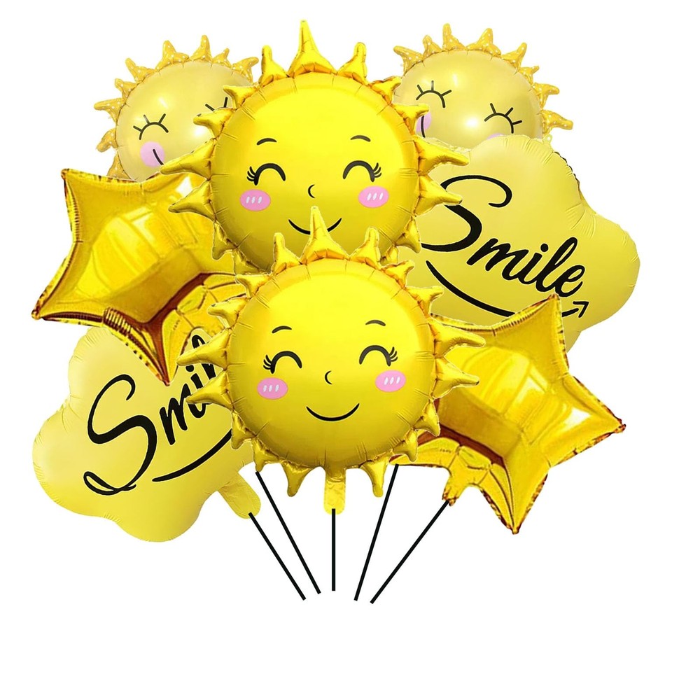 8PCS Sun and Cloud Foil Balloons Sun Mylar Balloons Cloud Party Decorations F…