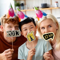 13th Birthday Photo Booth Props Black Gold Cheers to Thirteen Decor 23 PCS
