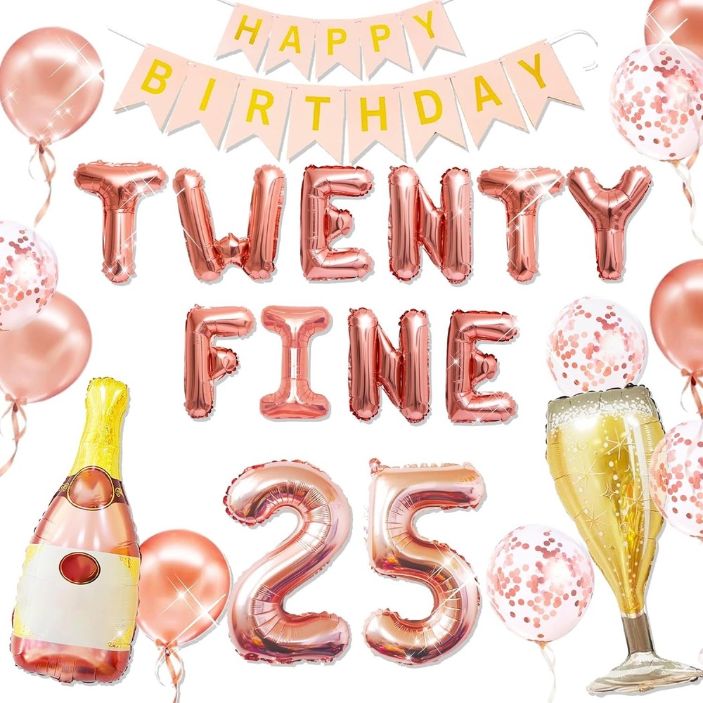 Rose Gold 25th Birthday Balloons – Funny Happy Birthday Decoration