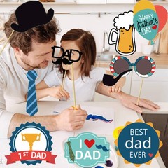 21PCS Fathers Day Photo Booth Props, We Love Dad Theme, Selfie Props, Party