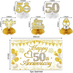 Happy 50Th Anniversary Decorations Kit, White Gold 50Th Wedding Anniversary Part