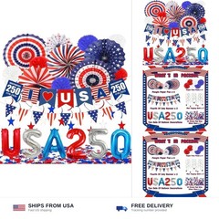 4th of July Decorations 250th, Patriotic Red White and Blue Party Supplies Ki…