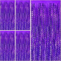 Tinsel Foil Fringe Curtains Wavy Backdrop for Parties Sparkle Metallic Wavy F…