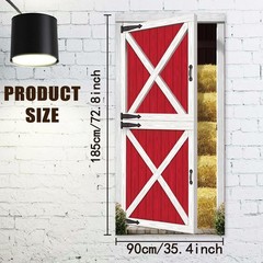 1 Pc Farm Barn-Door Polyester Door Cover, 72.83″x35.43″ Half Open Barn-Door P…