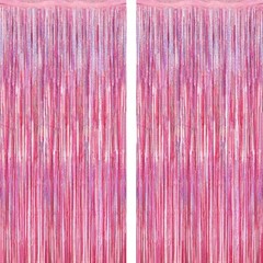 2 Pack Glitter Pink Backdrop 3.28 FT x 7.05 FT Birthday Party Decorations Laser